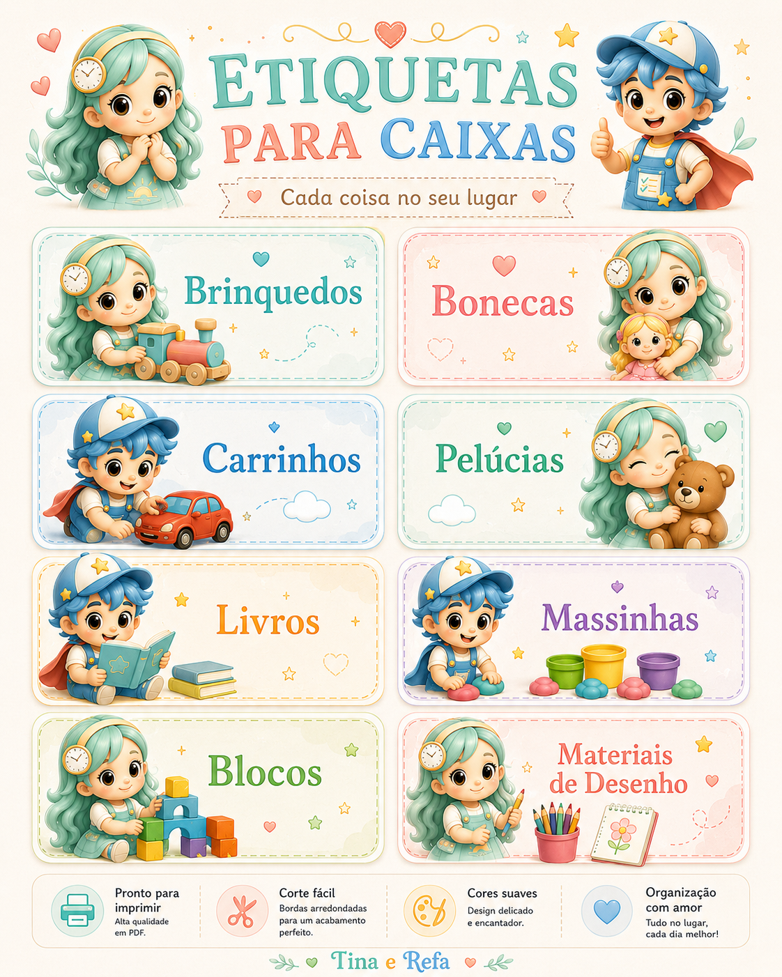 Etiquetas para as caixas