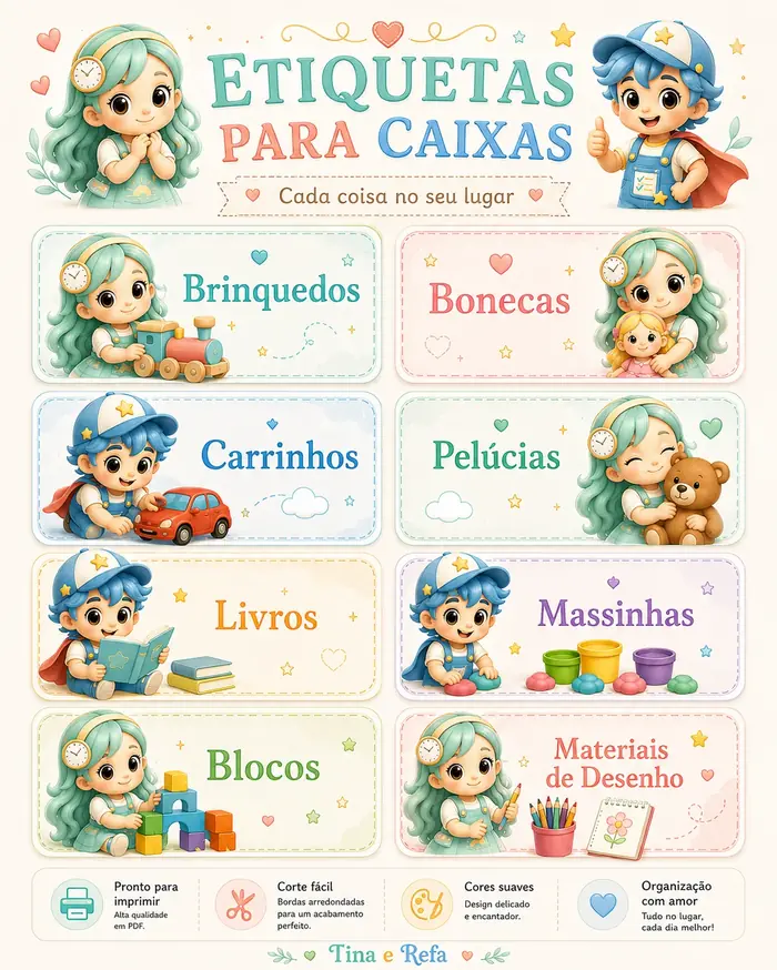 Etiquetas para as caixas