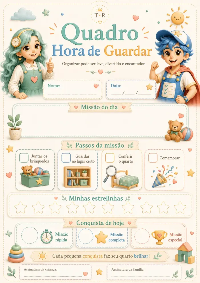 Página do produto Quadro "Hora de Guardar" do kit Tina e Refa